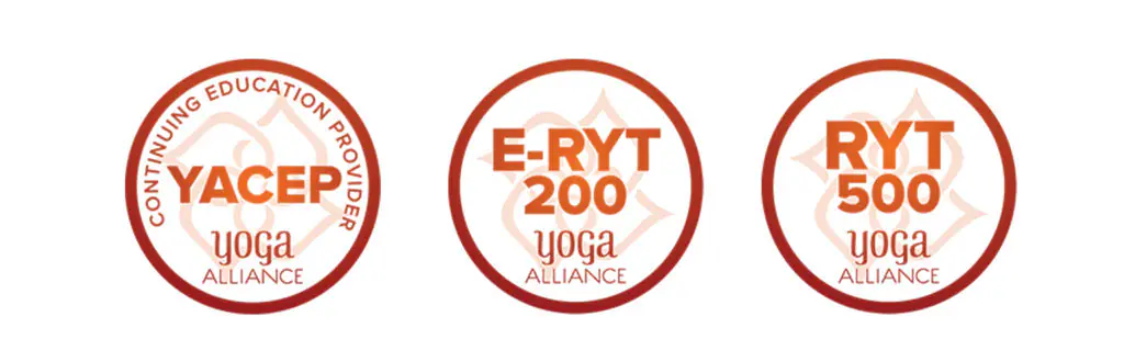 Badges Yoga Alliance : YACEP, E-RYT 200, RYT 500